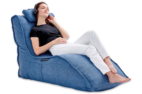 Avatar Lounger (with Headrest) Bean Bag in Blue Jazz (Indoor)
