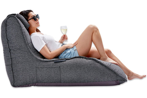Avatar Lounger (with Headrest) Bean Bag in Titanium Weave (In/Outdoor)