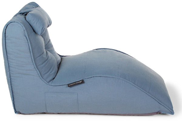 Avatar Lounger (with Headrest) Bean Bag in Atlantic Denim (Easy-Clean, Pet-Friendly, In/Outdoor)