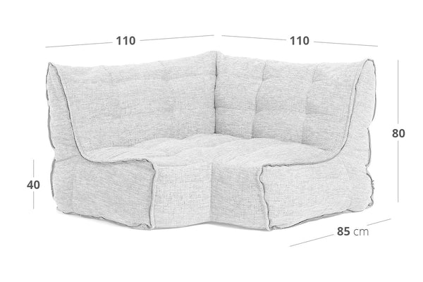 Link Corner Bean Bag in Titanium Weave (Easy-Clean, Pet-Friendly, In/Outdoor)