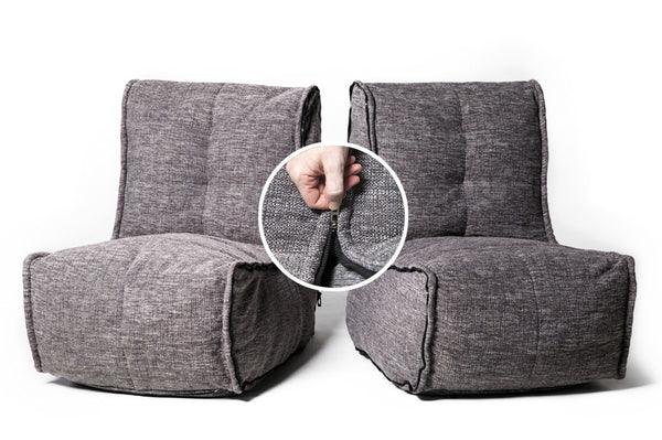 Twin Couch Bean Bags in Luscious Grey