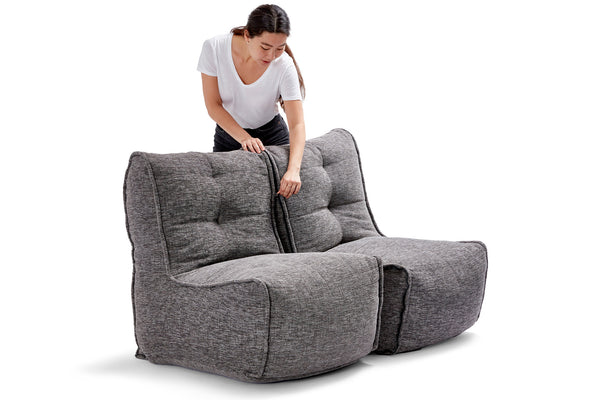 Twin Couch Bean Bags in Luscious Grey