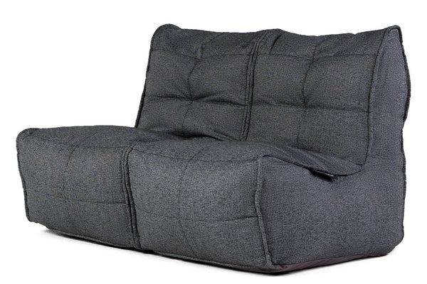 Twin Couch Bean Bags in Titanium Weave (Easy-Clean, Pet-Friendly, In/Outdoor)