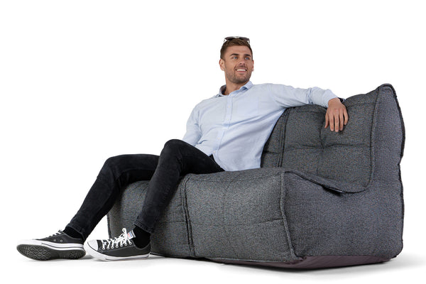 Twin Couch Bean Bags in Titanium Weave (Easy-Clean, Pet-Friendly, In/Outdoor)