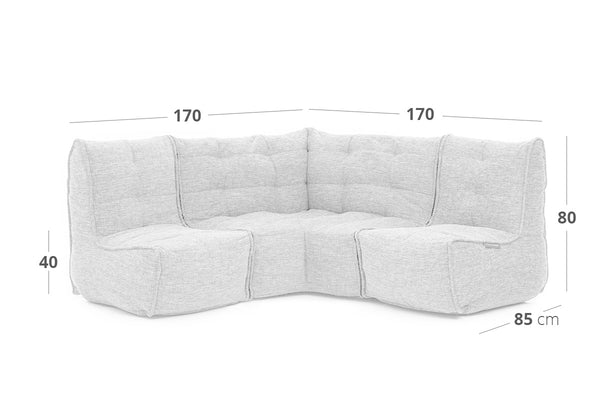 MOD 3 Cozy Corner Bean Bags in Titanium Weave (Easy-Clean, Pet-Friendly, In/Outdoor)