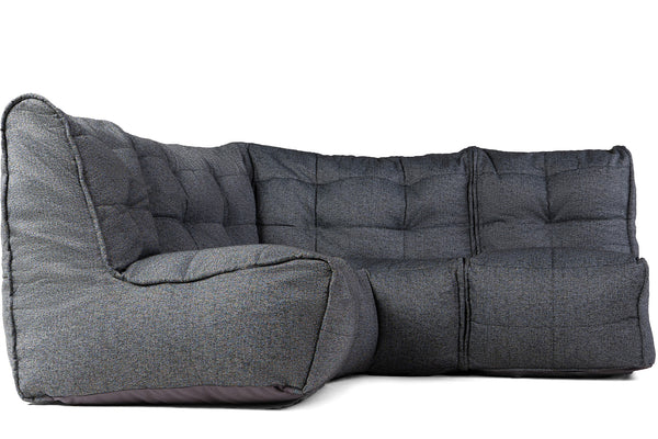 MOD 3 Cozy Corner Bean Bags in Titanium Weave (Easy-Clean, Pet-Friendly, In/Outdoor)