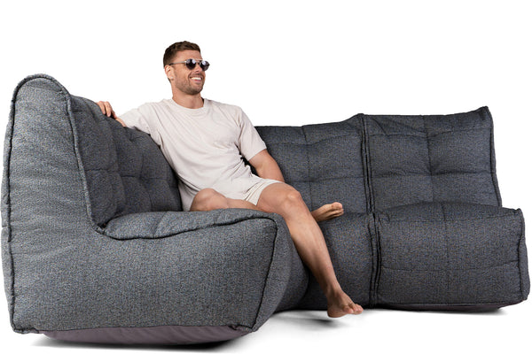 MOD 3 Cozy Corner Bean Bags in Titanium Weave (Easy-Clean, Pet-Friendly, In/Outdoor)