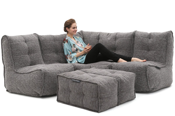 MOD 4 Corner Deluxe Bean Bags in Luscious Grey