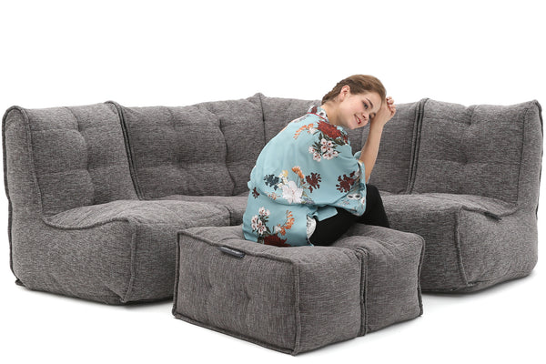 MOD 4 Corner Deluxe Bean Bags in Luscious Grey