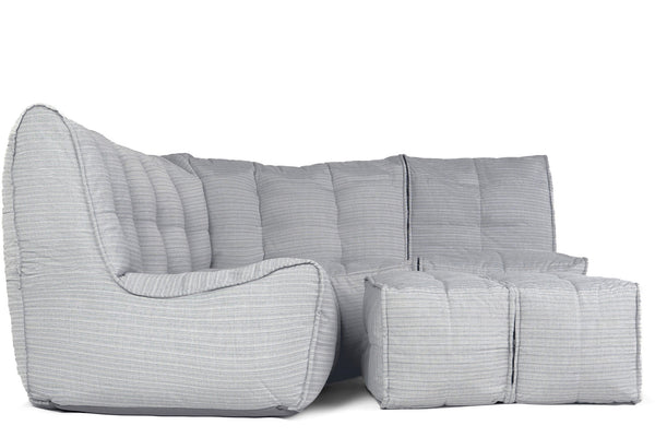 MOD 4 Corner Deluxe Bean Bags in Silverline (Easy-Clean, Pet-Friendly, In/Outdoor)