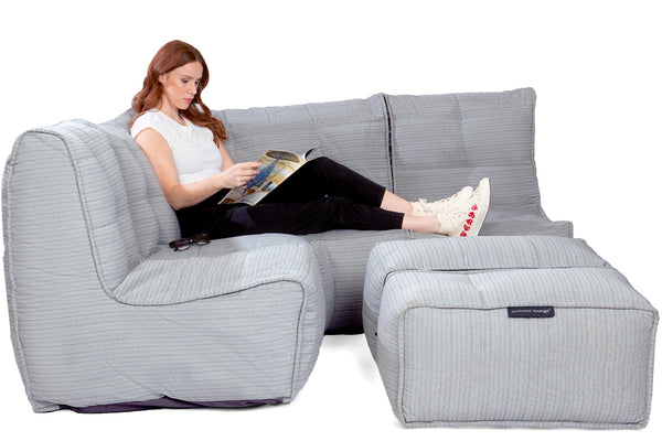 MOD 4 Corner Deluxe Bean Bags in Silverline (Easy-Clean, Pet-Friendly, In/Outdoor)