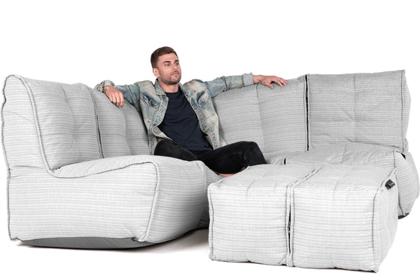 MOD 4 Corner Deluxe Bean Bags in Silverline (Easy-Clean, Pet-Friendly, In/Outdoor)