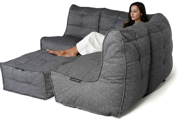 MOD 4 Corner Deluxe Bean Bags in Titanium Weave (Easy-Clean, Pet-Friendly, In/Outdoor)