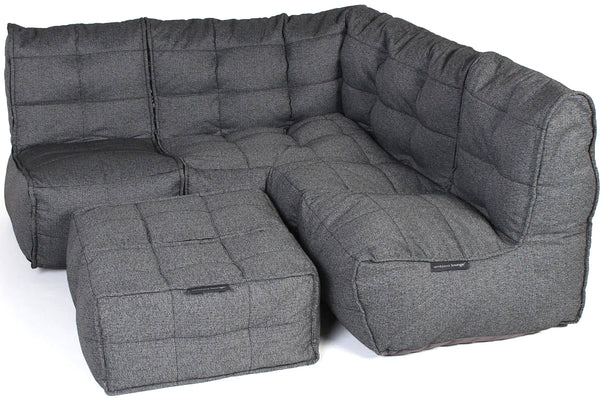 MOD 4 Corner Deluxe Bean Bags in Titanium Weave (Easy-Clean, Pet-Friendly, In/Outdoor)