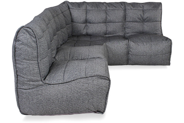 MOD 4 L Sofa Bean Bags in Titanium Weave (Easy-Clean, Pet-Friendly, In/Outdoor)
