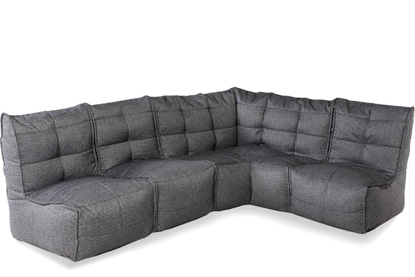 MOD 4 L Sofa Bean Bags in Titanium Weave (Easy-Clean, Pet-Friendly, In/Outdoor)