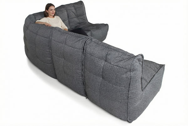 MOD 4 L Sofa Bean Bags in Titanium Weave (Easy-Clean, Pet-Friendly, In/Outdoor)