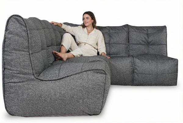 MOD 4 L Sofa Bean Bags in Titanium Weave (Easy-Clean, Pet-Friendly, In/Outdoor)