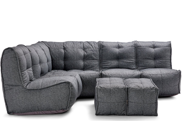 MOD 5 Living Lounge Bean Bags in Titanium Weave (Easy-Clean, Pet-Friendly, In/Outdoor)