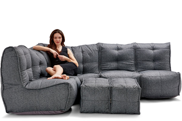 MOD 5 Living Lounge Bean Bags in Titanium Weave (Easy-Clean, Pet-Friendly, In/Outdoor)