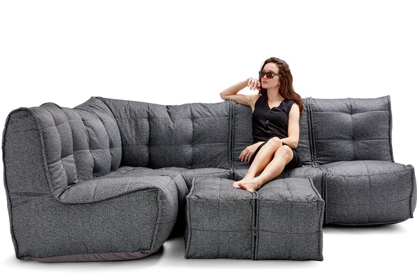 MOD 5 Living Lounge Bean Bags in Titanium Weave (Easy-Clean, Pet-Friendly, In/Outdoor)
