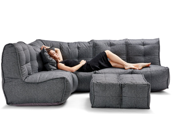 MOD 5 Living Lounge Bean Bags in Titanium Weave (Easy-Clean, Pet-Friendly, In/Outdoor)