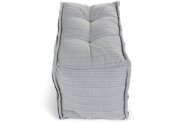 Twin Ottoman Link Middle Bean Bag in Silverline (Easy-Clean, Pet-Friendly, In/Outdoor)