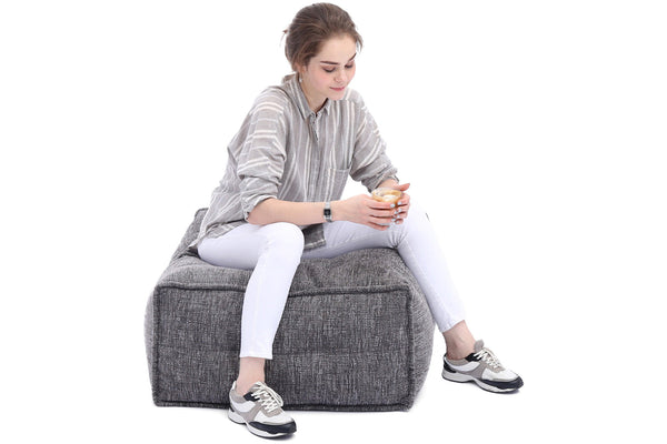 Twin Ottoman Bean Bags in Luscious Grey