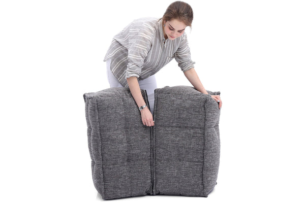 Twin Ottoman Bean Bags in Luscious Grey