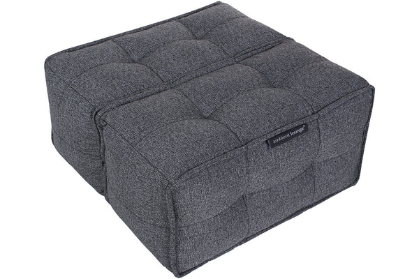 Twin Ottoman Bean Bags in Titanium Weave (Easy-Clean, Pet-Friendly, In/Outdoor)