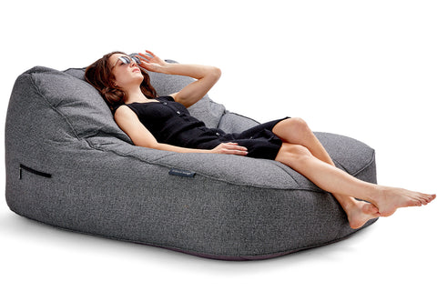 Satellite Twin Sofa Bean Bag in Titanium Weave (Easy-Clean, Pet-Friendly, In/Outdoor)