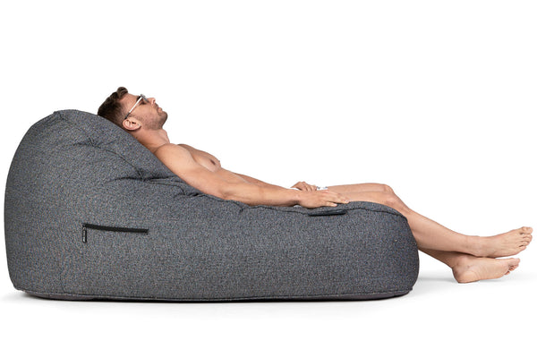 Satellite Twin Sofa Bean Bag in Titanium Weave (Easy-Clean, Pet-Friendly, In/Outdoor)