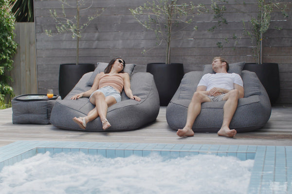 Satellite Twin Sofa Bean Bag in Titanium Weave (Easy-Clean, Pet-Friendly, In/Outdoor)