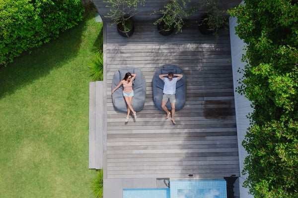 Satellite Twin Sofa Bean Bag in Titanium Weave (Easy-Clean, Pet-Friendly, In/Outdoor)