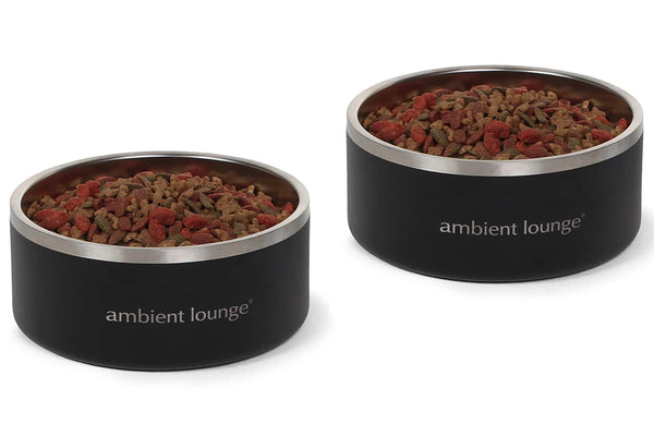 2L Double-Wall Stainless Steel Food & Water Dog Bowl (Set of 2)
