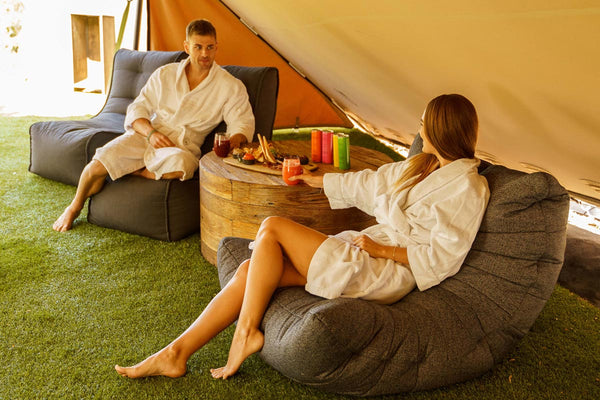 Acoustic Sofa Bean Bag in Titanium Weave (Easy-Clean, Pet-Friendly, In/Outdoor)