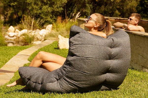 Acoustic Sofa Bean Bag in Titanium Weave (Easy-Clean, Pet-Friendly, In/Outdoor)