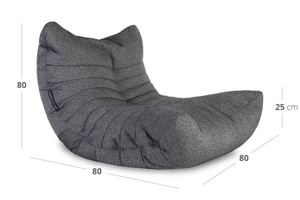 Acoustic Sofa Bean Bag in Titanium Weave (Easy-Clean, Pet-Friendly, In/Outdoor)