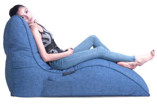 Avatar Lounger (with Headrest) Bean Bag in Blue Jazz (Indoor)