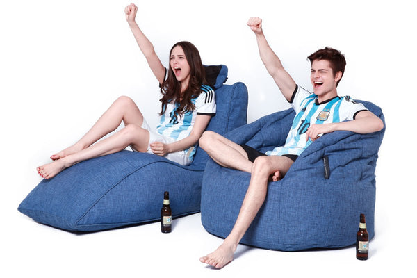 Avatar Lounger (with Headrest) Bean Bag in Blue Jazz (Indoor)
