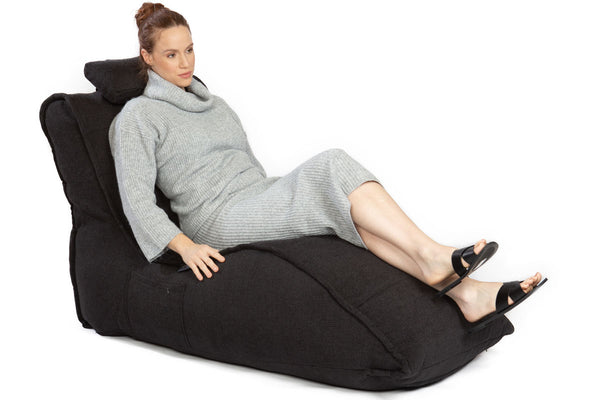 Avatar Lounger (with Headrest) Bean Bag in Black Sapphire (Indoor)