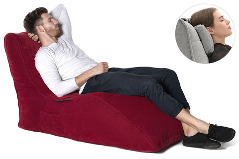Avatar Lounger (with Headrest) Bean Bag in Wildberry Deluxe (Indoor)