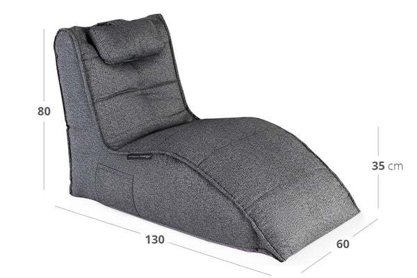 Avatar Lounger (with Headrest) Bean Bag in Titanium Weave (Easy-Clean, Pet-Friendly, In/Outdoor)