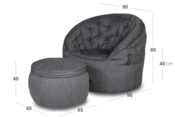 Butterfly Chaise Package in Titanium Weave (Easy-Clean, Pet-Friendly, In/Outdoor)