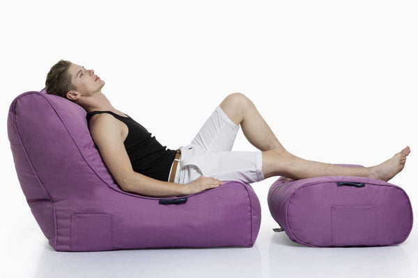 Ottoman Bean Bag in Acai Merlot (Easy-Clean, Pet-Friendly, In/Outdoor)