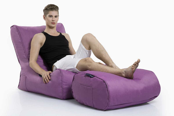 Ottoman Bean Bag in Acai Merlot (Easy-Clean, Pet-Friendly, In/Outdoor)