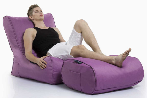 Ottoman Bean Bag in Acai Merlot (Easy-Clean, Pet-Friendly, In/Outdoor)