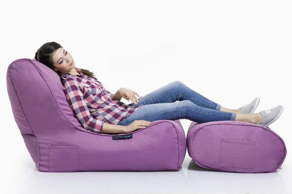 Ottoman Bean Bag in Acai Merlot (Easy-Clean, Pet-Friendly, In/Outdoor)