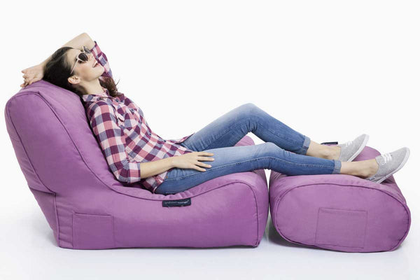 Ottoman Bean Bag in Acai Merlot (Easy-Clean, Pet-Friendly, In/Outdoor)