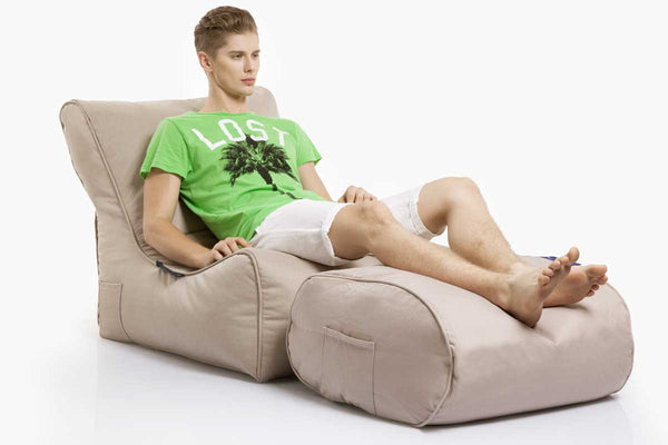 Ottoman Bean Bag in Sandstorm (Easy-Clean, Pet-Friendly, In/Outdoor)